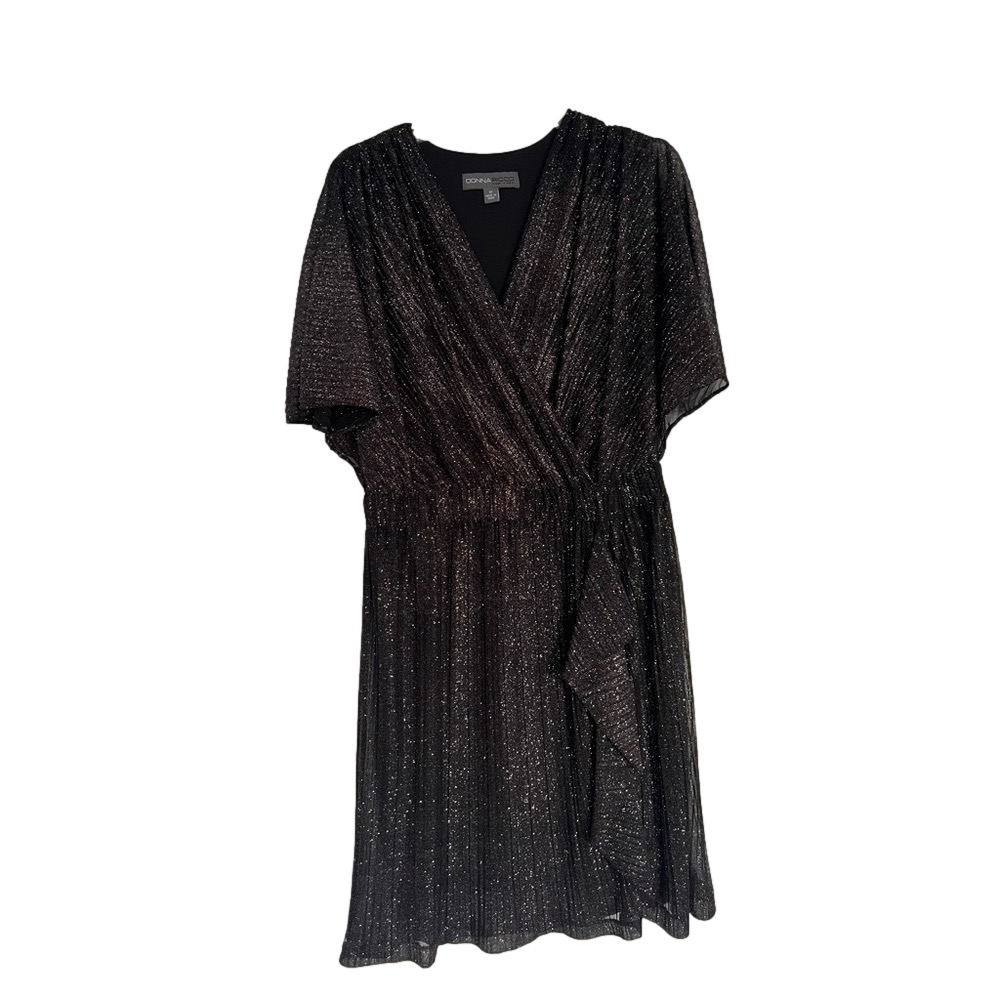 Donna Ricco Black Shimmer Midi Dress